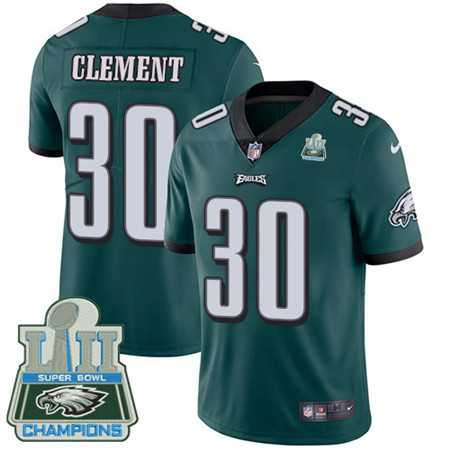 Men's Nike Eagles #30 Corey Clement Midnight Green Team Color Super Bowl LII Champions Stitched Vapor Untouchable Limited Jersey